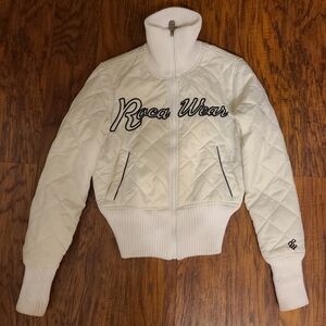 Vintage Rocawear Classic Bomber Jacket Womens Small White Patch Lined